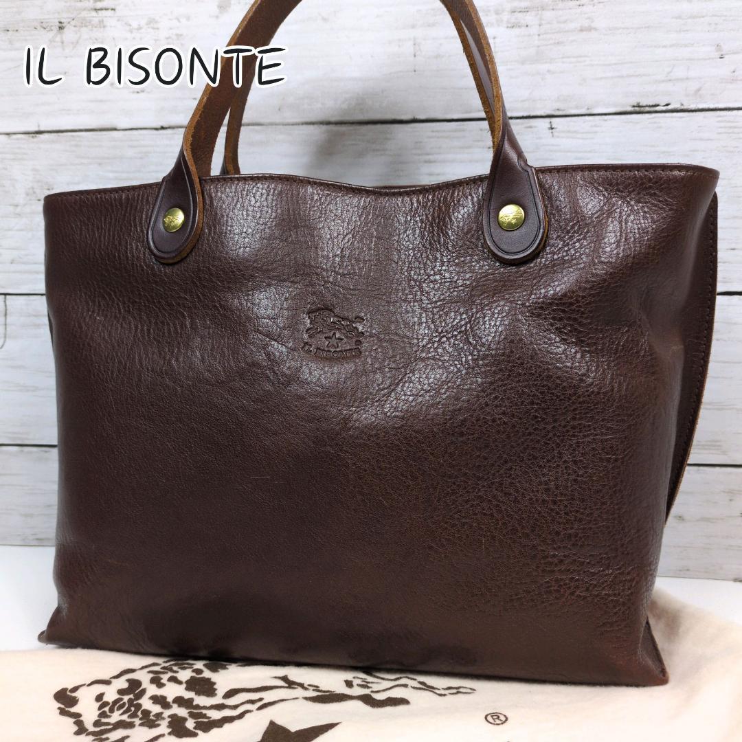 イルビゾンテ ハンドバッグ トートバッグ レザー ブラウン ロゴ型押し