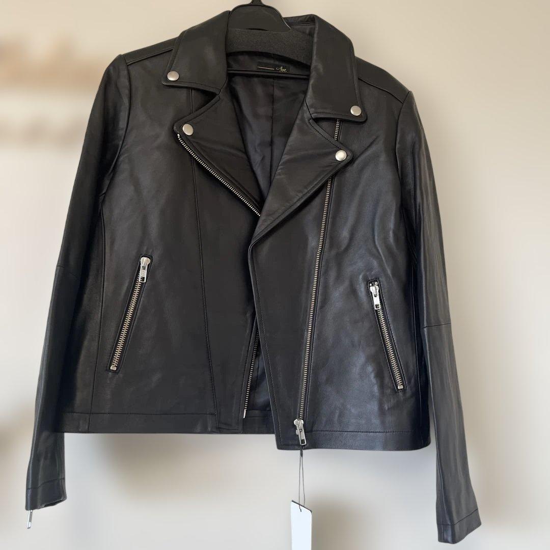新品、未使用】Aga ブラック ライダースジャケット ラム革 - メルカリ