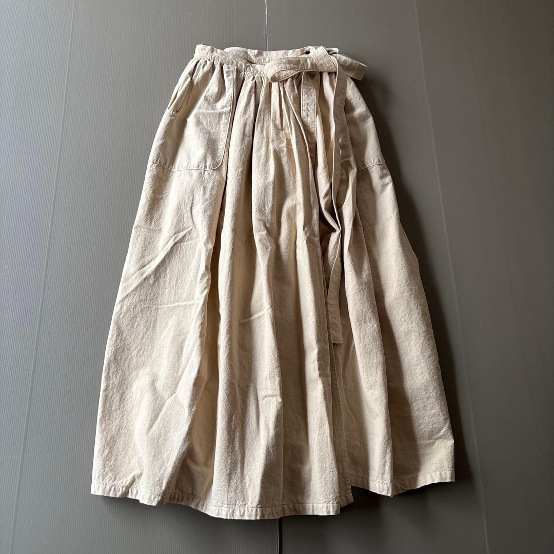 美品】outil ウティー コットン100％ ギャザーラップスカート 日本製