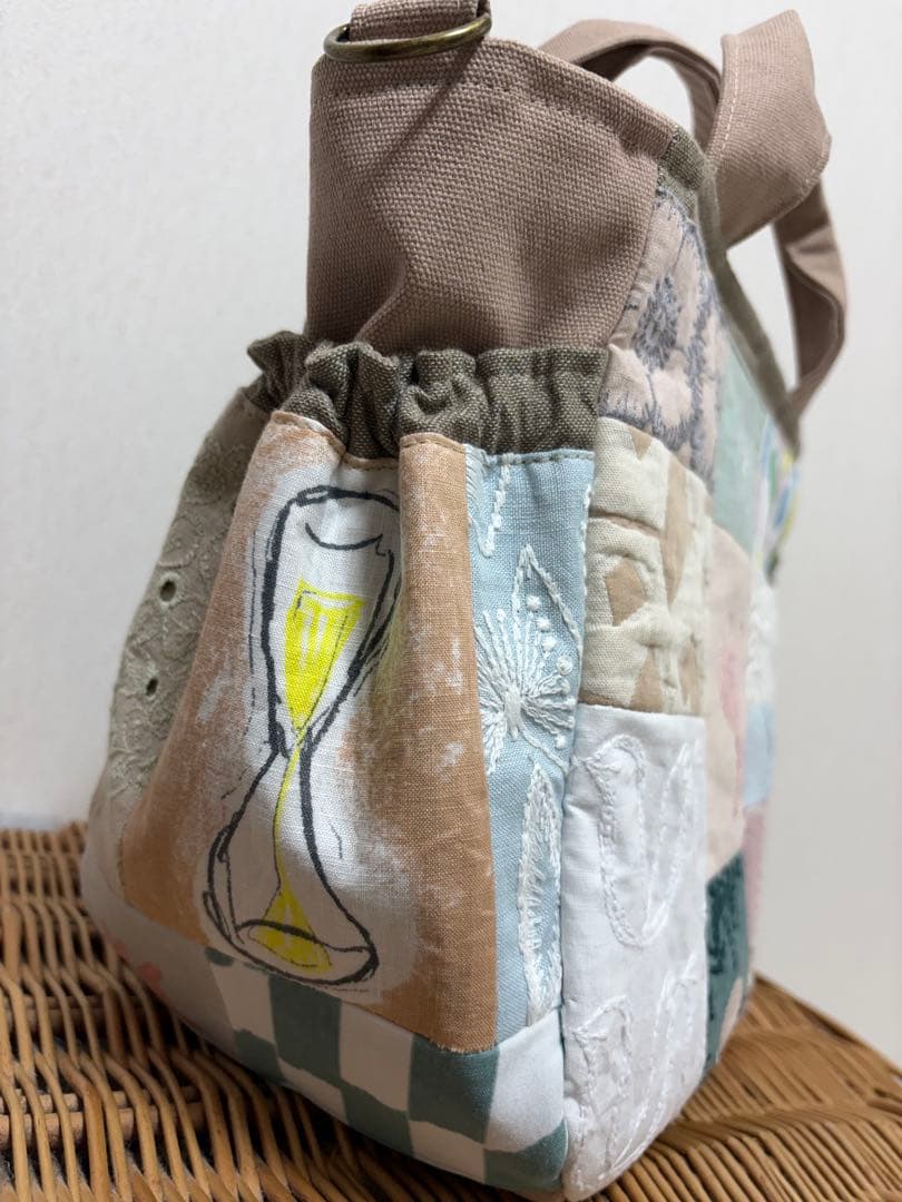 ミナペルホネン＊パッチギャザポケファスナートートL✂️ハンドメイド