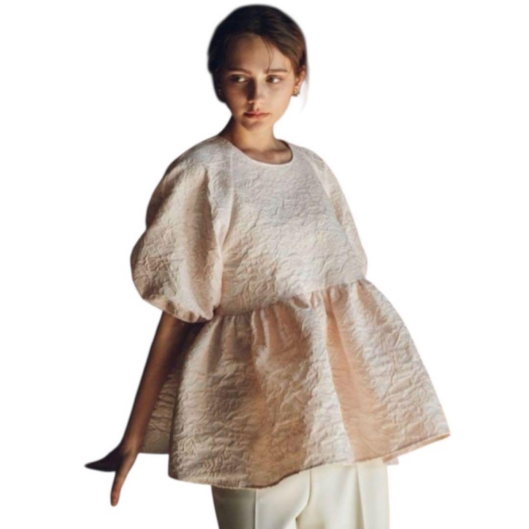 OHGA FLOWER BLOUSE ピンク ブラウス ジャガード OHGA FLOWER BLOUSE ピンク ブラウス ジャガード OHGA FLOWER BLOUSE