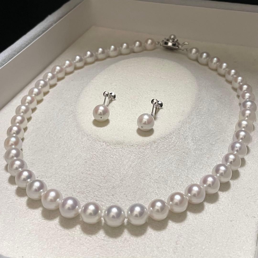 テリ良✨超大珠】あこや本真珠 8.5-9.0 ネックレス イヤリング パール