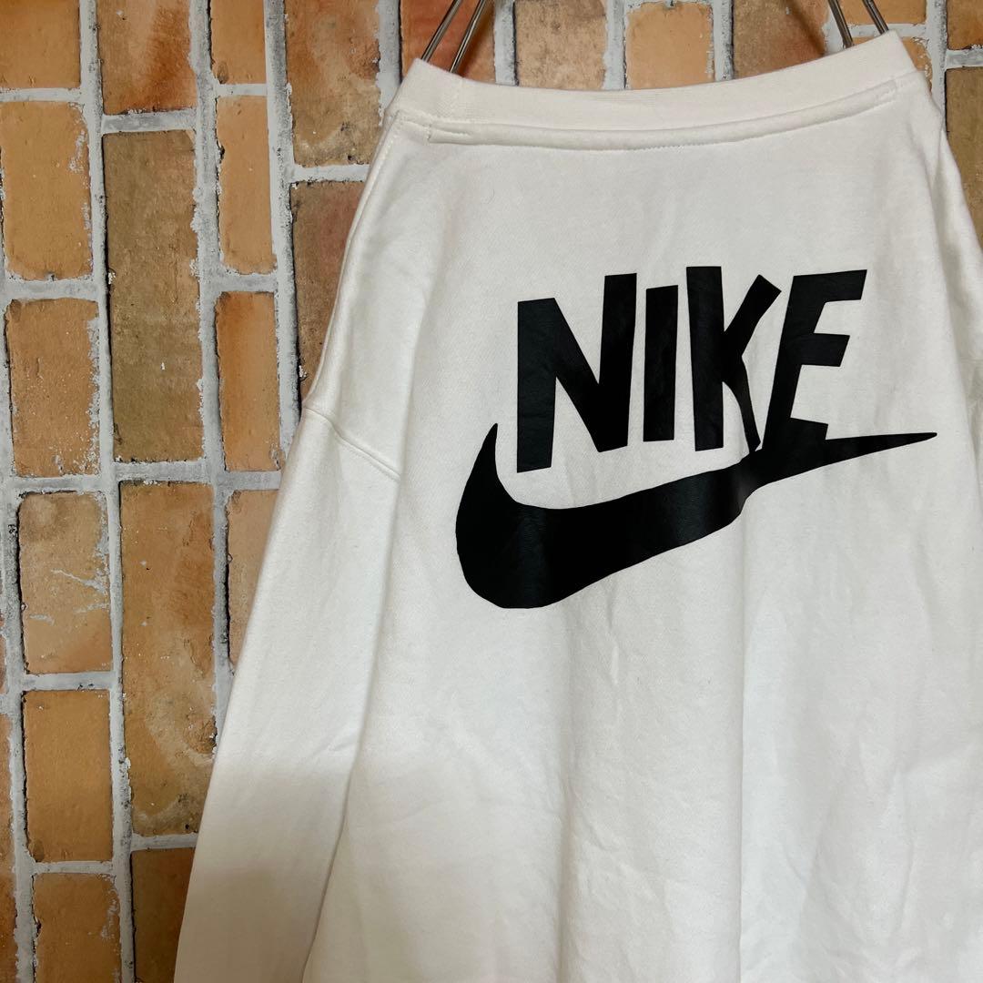 267NIKE 90sナイキトレーナースウェットビッグロゴ刺繍 ワンポイント