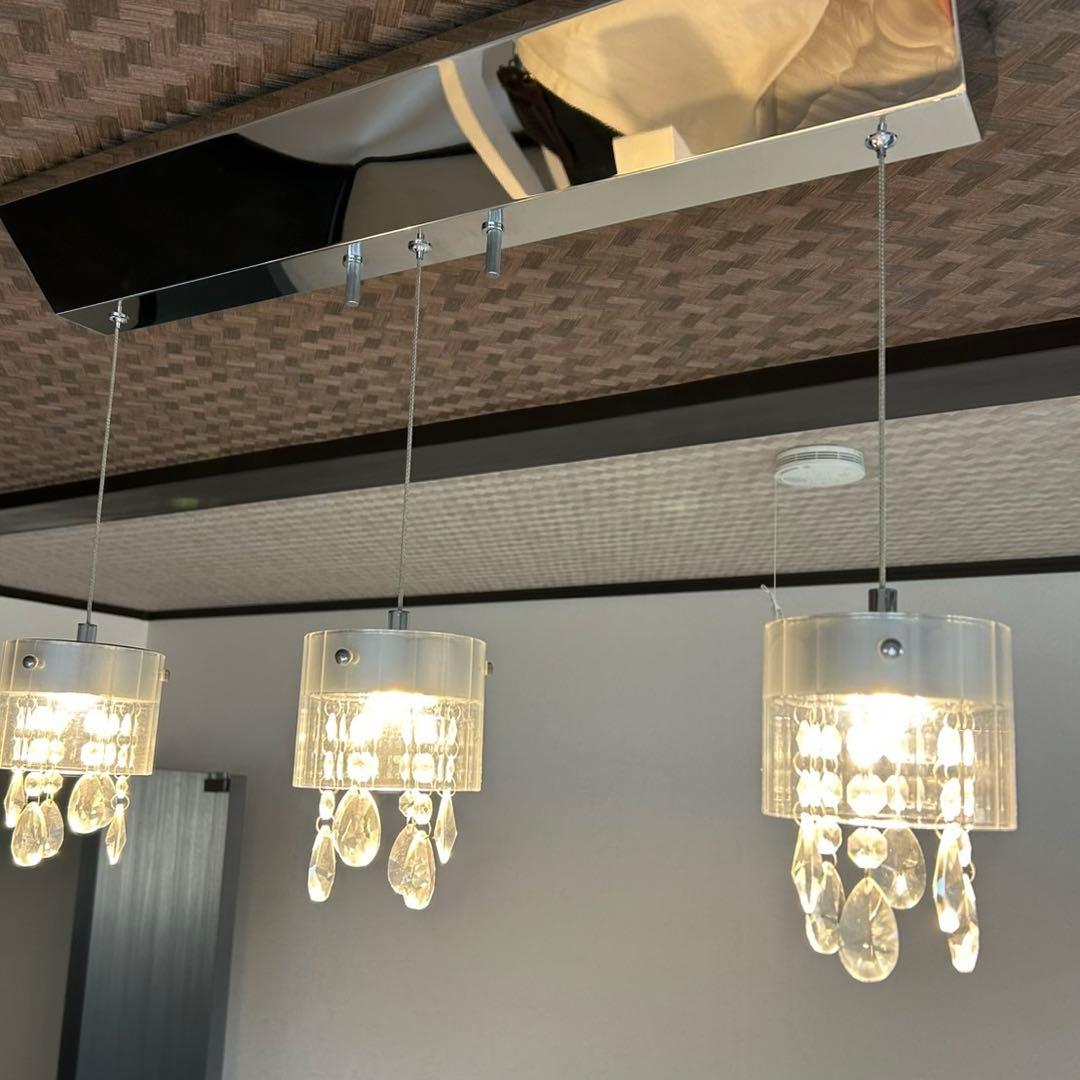 MINA LED ペンダントライト 3灯 シャンデリア ダイニングライト ペンダントライト 3灯 LED対応 ガラス おしゃれ 人気 長さ調整