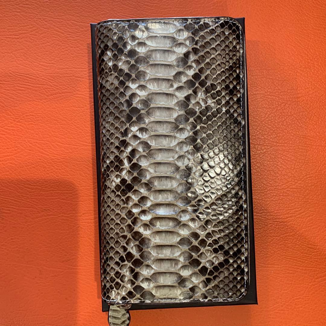 本物のパイソンレザー 長財布 長財布 パイソン ヘビ革 メンズ 札入 100万入る 薄型 本革 本物 かぶせ