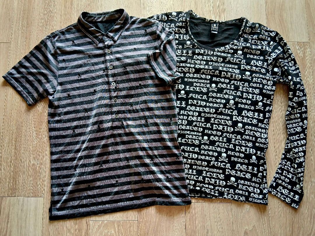 ロエン（Roen）シャツ&カットソー2枚組 スカル柄 M（46）サイズ - メルカリ