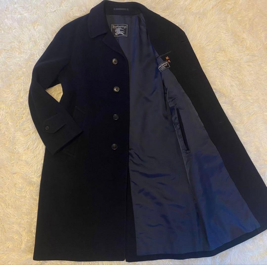 美品】バーバリー カシミヤ チェスターコート ダークネイビー メンズ