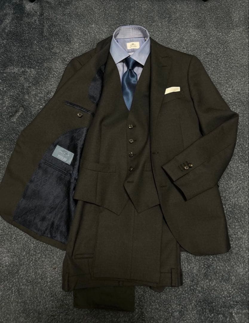 高級GUABELLO生地 極美品】 スーツ価格15 3PオーダースーツA5