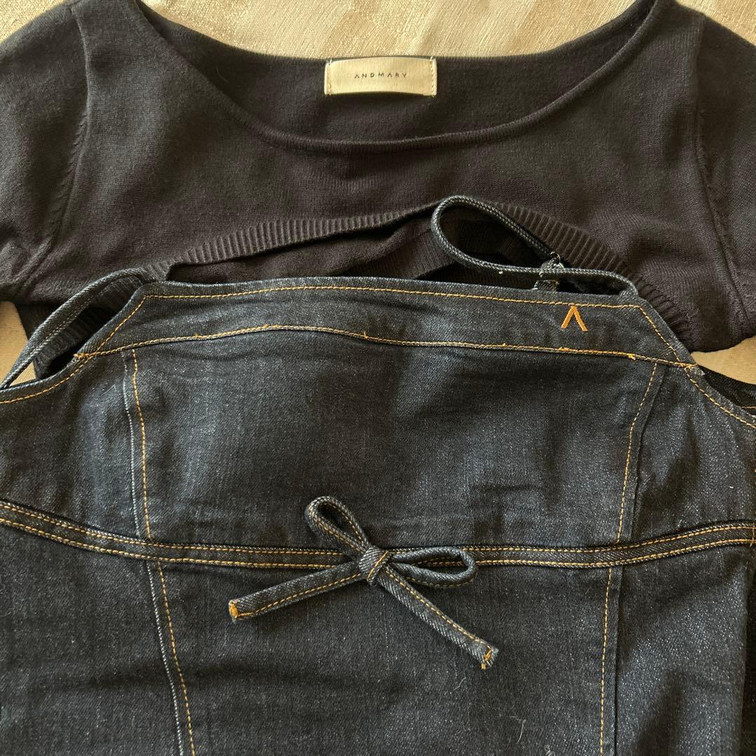 andmary Bonnie denim mini dress navyblue - メルカリ