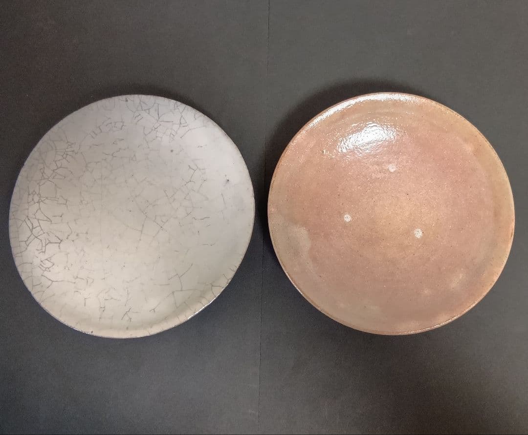 【茶道具】菓子器銘々皿 ▼御本出 × 5 ▲粉引 × 5 全10客 杉本貞光 作 茶道具】菓子器銘々皿 ▽御本出 × 5 △粉引 × 5 全10客 杉本貞光 作