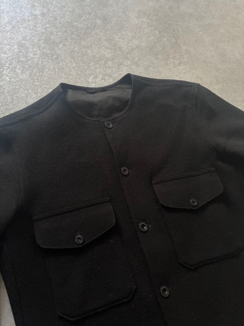 LEMAIRE ノーカラージャケット ブラック SALE] LEMAIRE ルメール アルパカウール ノーカラージャケット CO1072