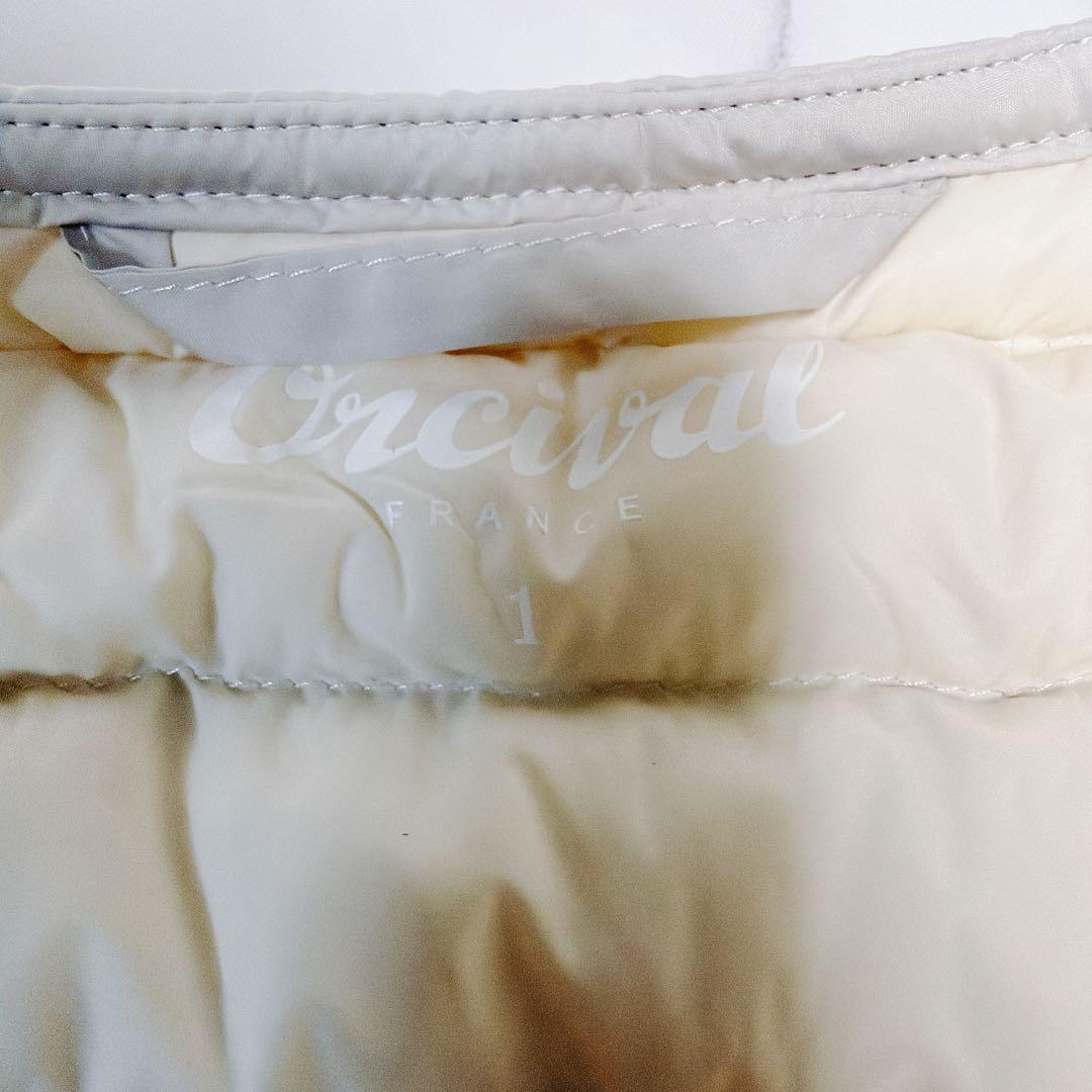 《美品》ORCIAL インナーダウンクルーネックジャケット ライトベージュ 1