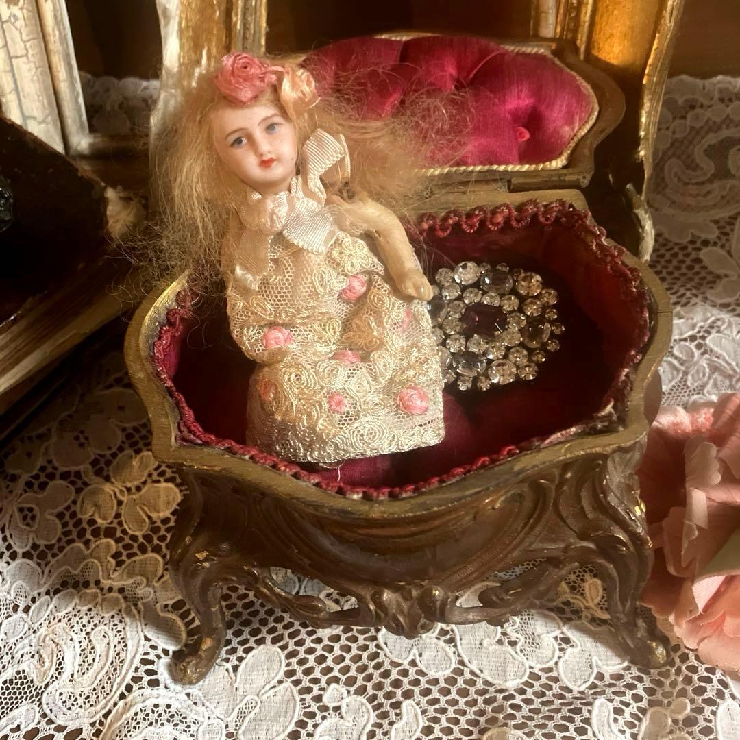 フランスアンティークジュエリーボックス アクセサリーボックス 猫足