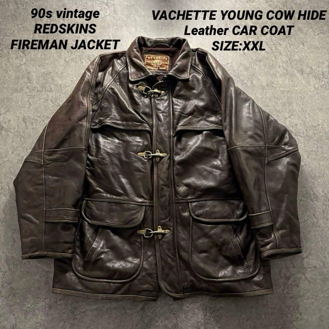 希少】90s REDSKINS FIREMAN Leather JACKET - メルカリ