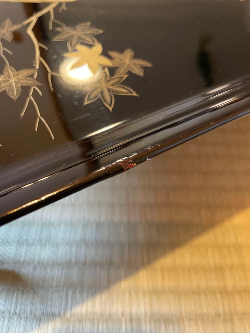 5点セット 脚付膳 お膳台 漆塗り 金 蒔絵 鳥 鷹 鶯 花 紅葉 もみじ