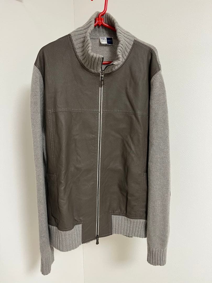 FEDEL ニット革ブルゾン カシミヤイタリア製