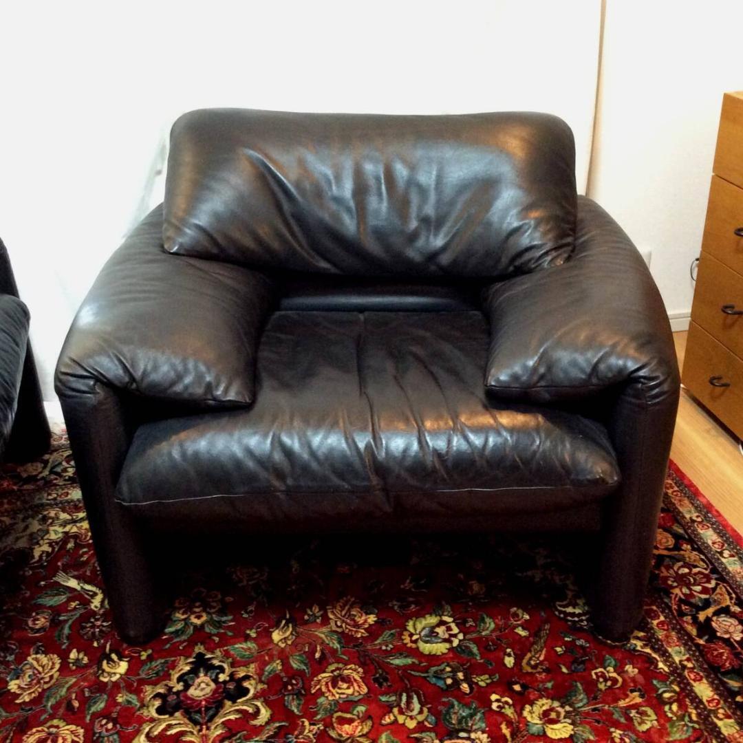 カッシーナ マラルンガ 本革 一人掛けソファ/シングル☆幅100㎝×奥行90