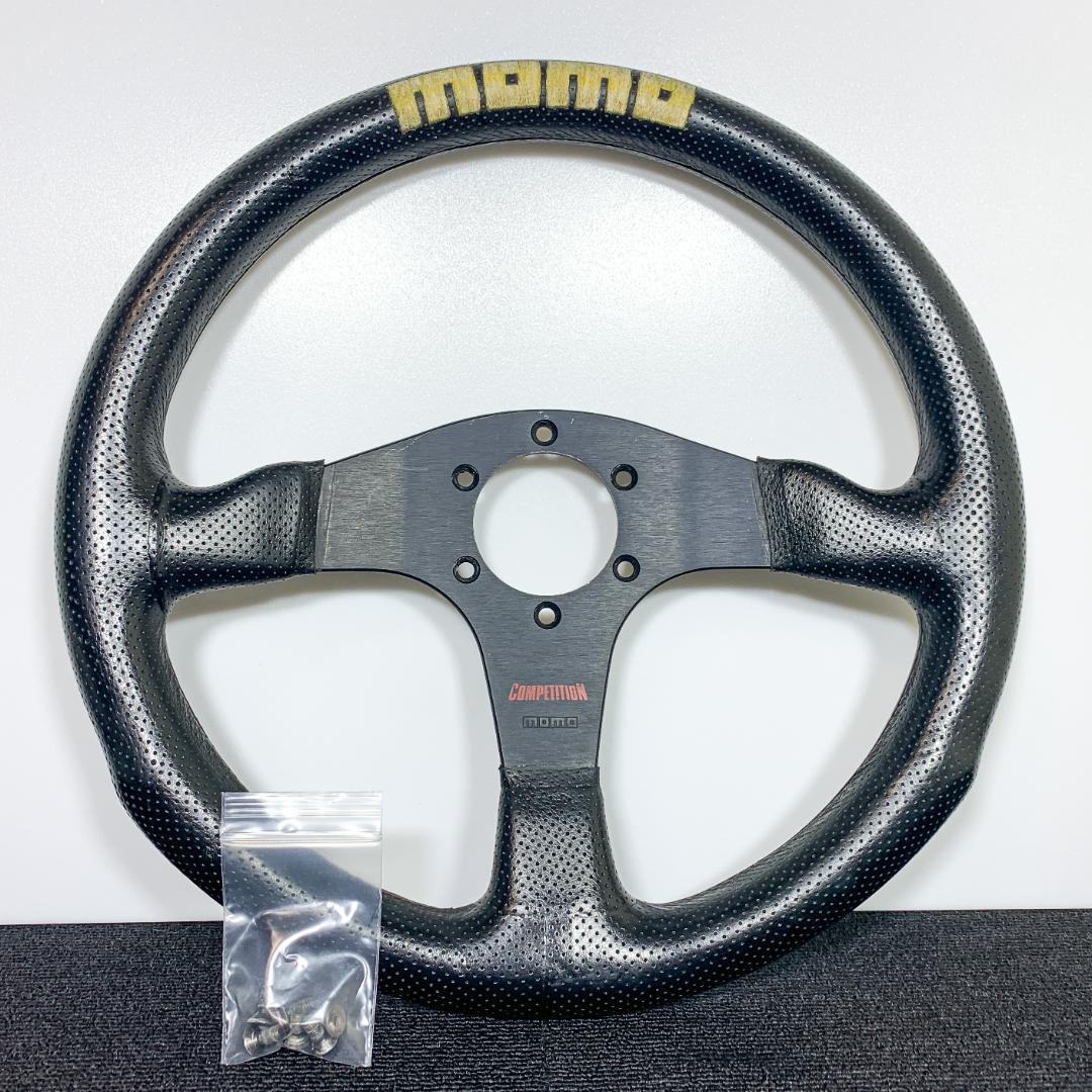 モモ コンペティション 34cm ステアリング 2000年製 レザー ネジ付 MOMO（モモ） MOMOモモステアリングCOMPETITION /コンペティション