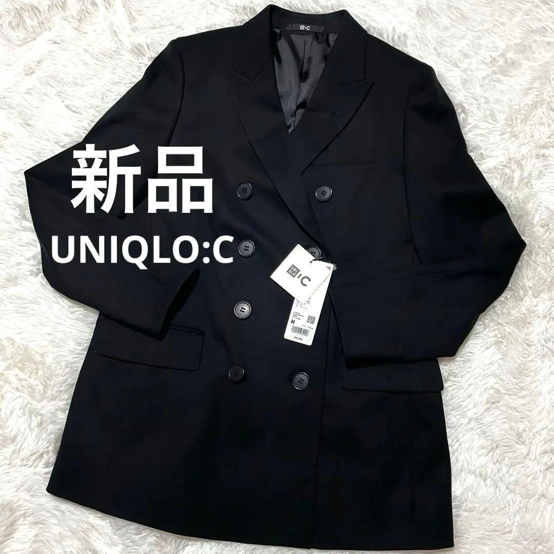 新品タグ付き】UNIQLO:C ダブルテーラードジャケット 黒 M - メルカリ