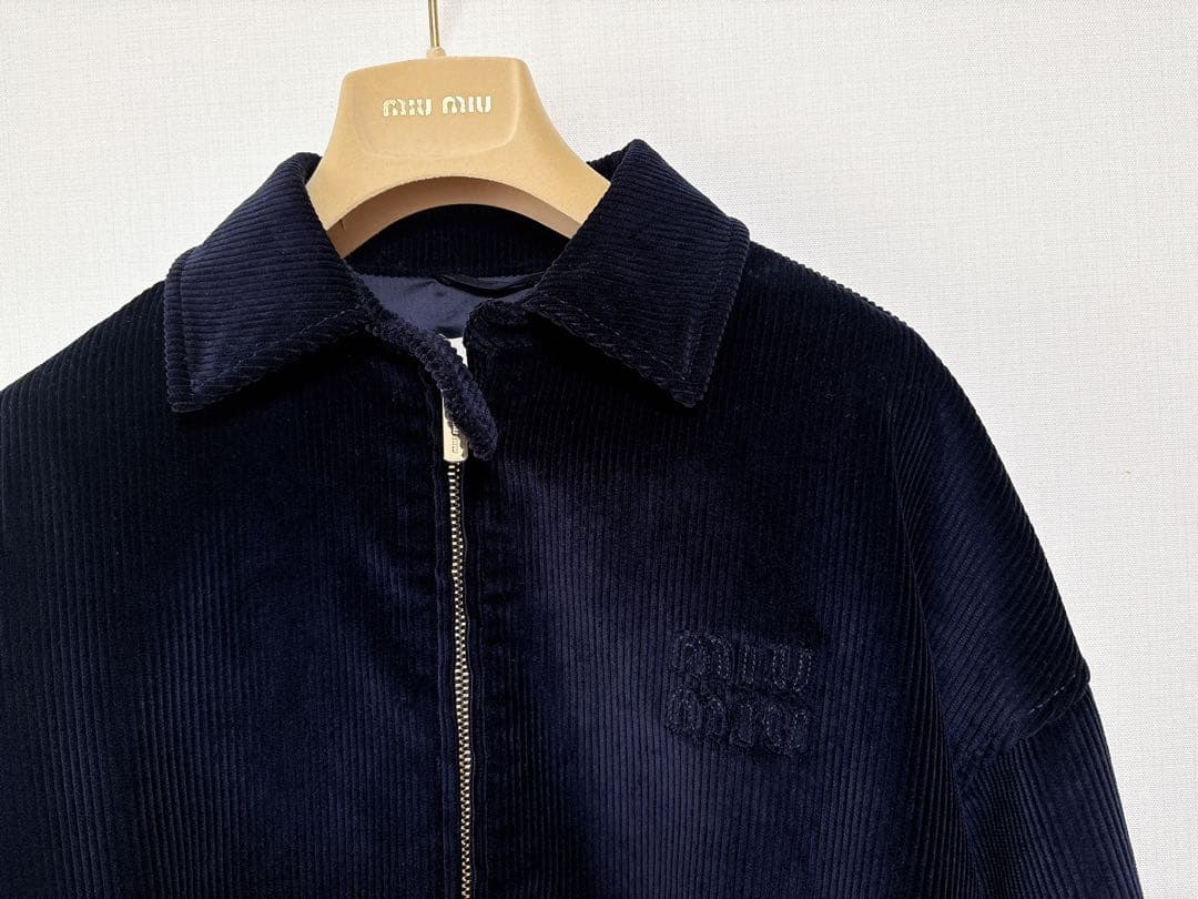MIU MIU ミュウミュウ コーデュロイブルゾンジャケット 38 ネイビー美