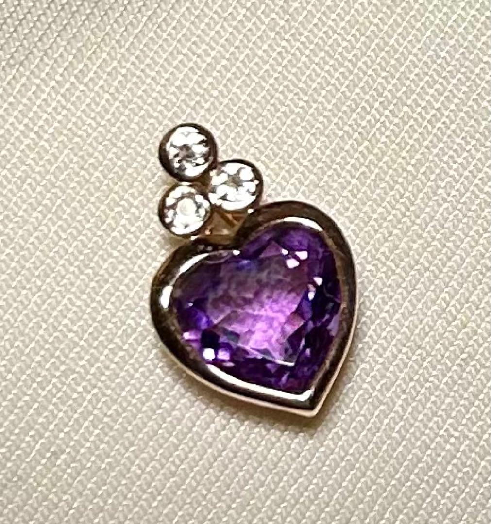 美品】gstv アメジスト K18ハート型ネックレストップ - メルカリ