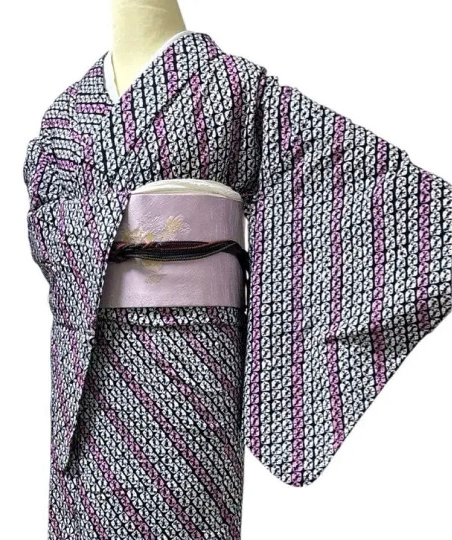 AA37有松鳴海絞り高級浴衣 花 綿レ綿 居敷当て肩当て付き - メルカリ