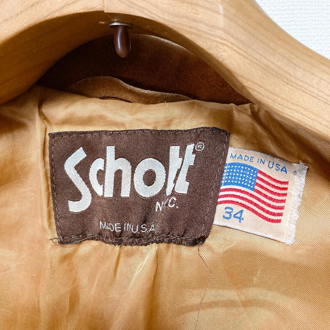 Schott スウェード トラッカージャケット レザージャケット ブラウン 34