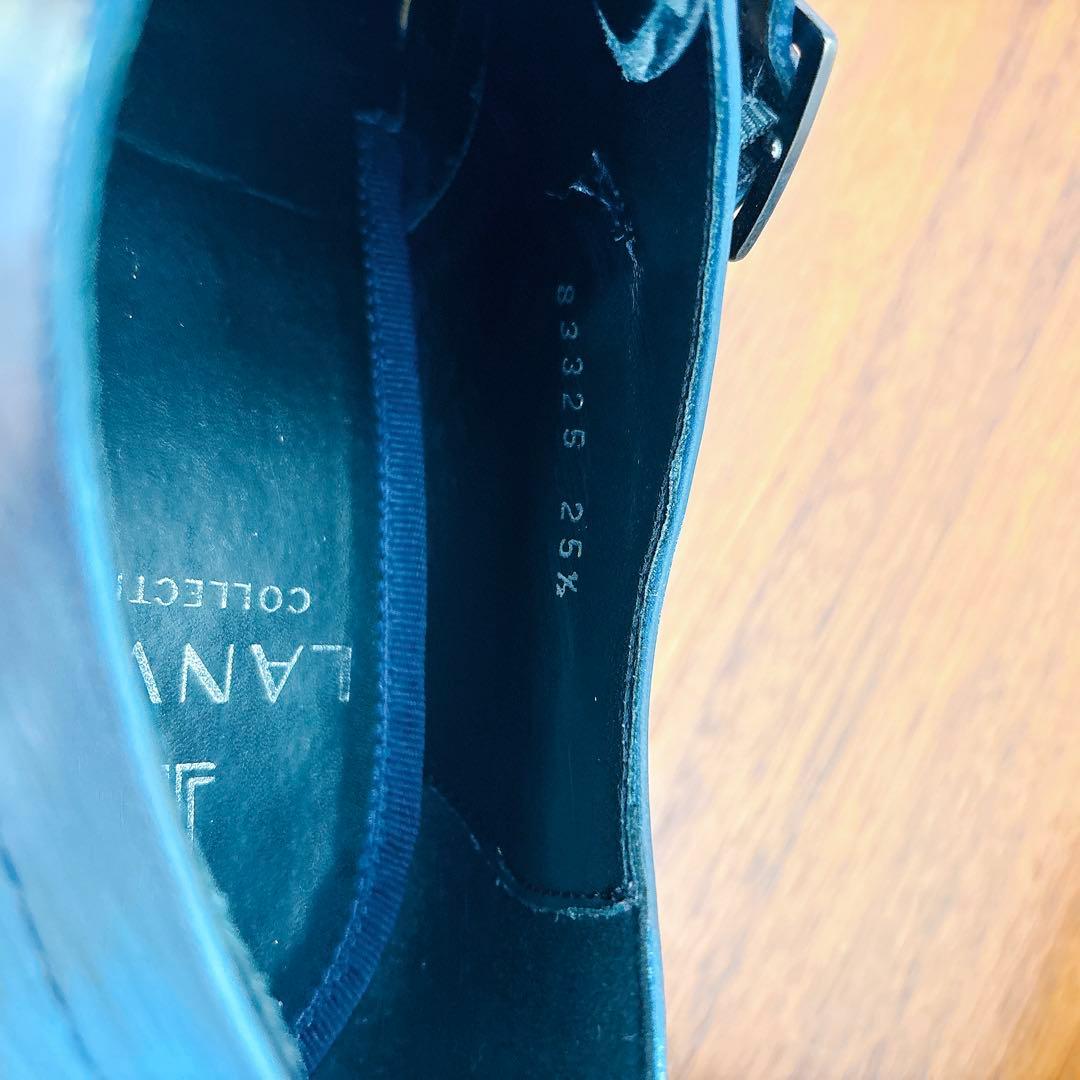 LANVIN ダブルモンクストラップ ビジネスシューズ ネイビー 25.5cm