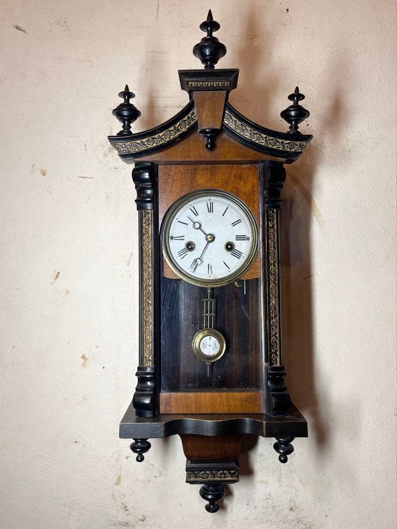 ユンハンス 五つ星ロゴ 柱時計 古時計 振り子 アンティーク ゼンマイ