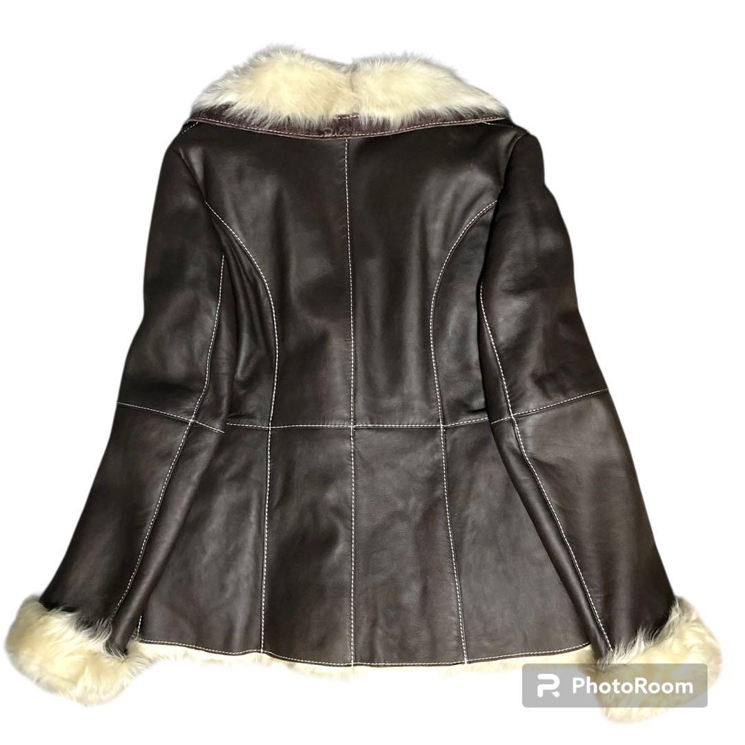 希少】レザージャケット 羊革 フォックスファー ブラウン 北川 東京 11号