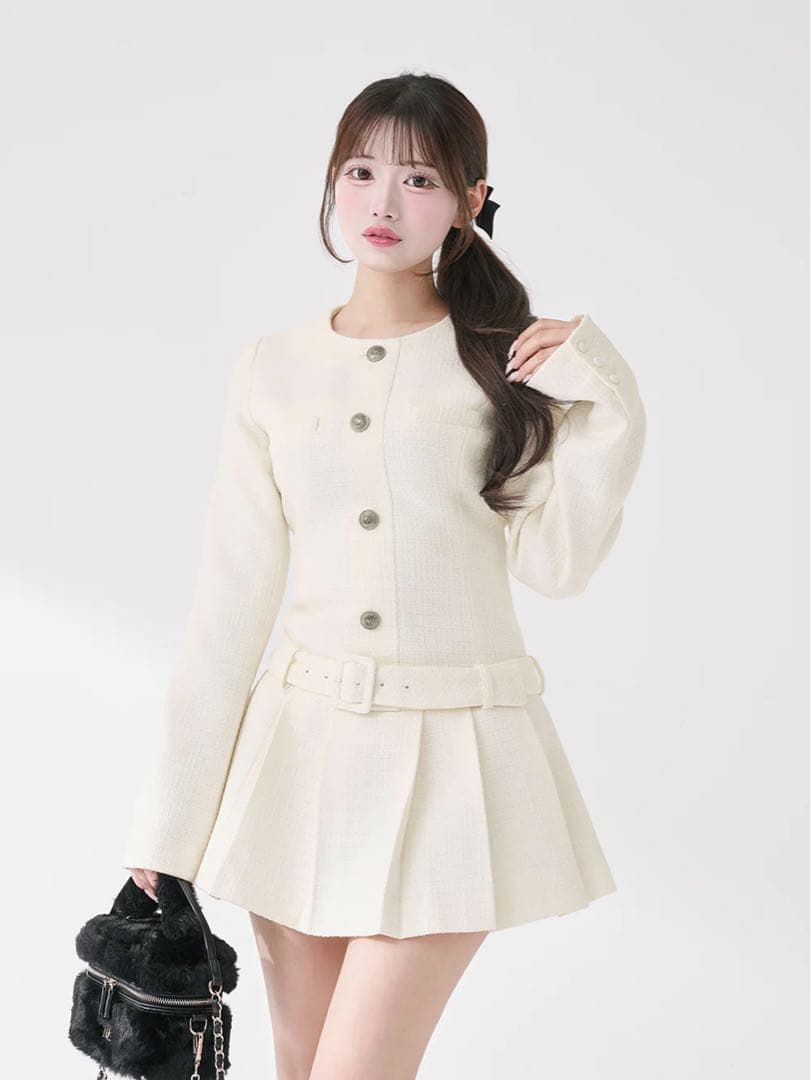 darich ボックスプリーツツイードミニワンピース ダーリッチ Darich ボックスプリーツツイードミニワンピース （ピンク