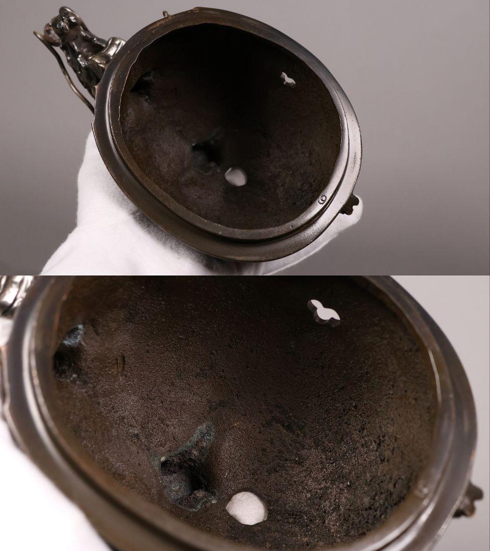 金工 龍光堂造 銅製 兜形 香炉 5374g 香道具 香爐 置物【MA756