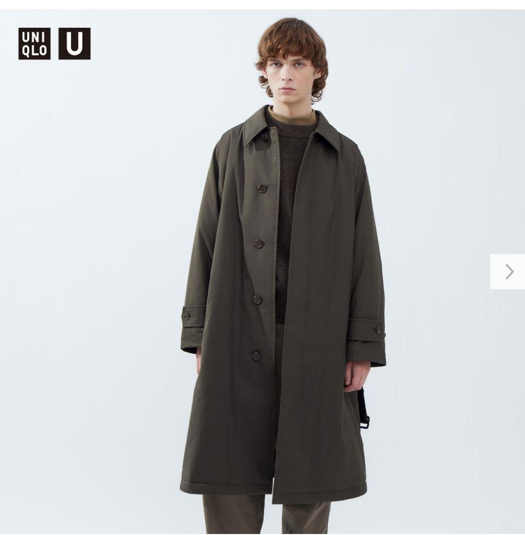 新品】ユニクロU パデッドステンカラーコート オリーブ L - メルカリ