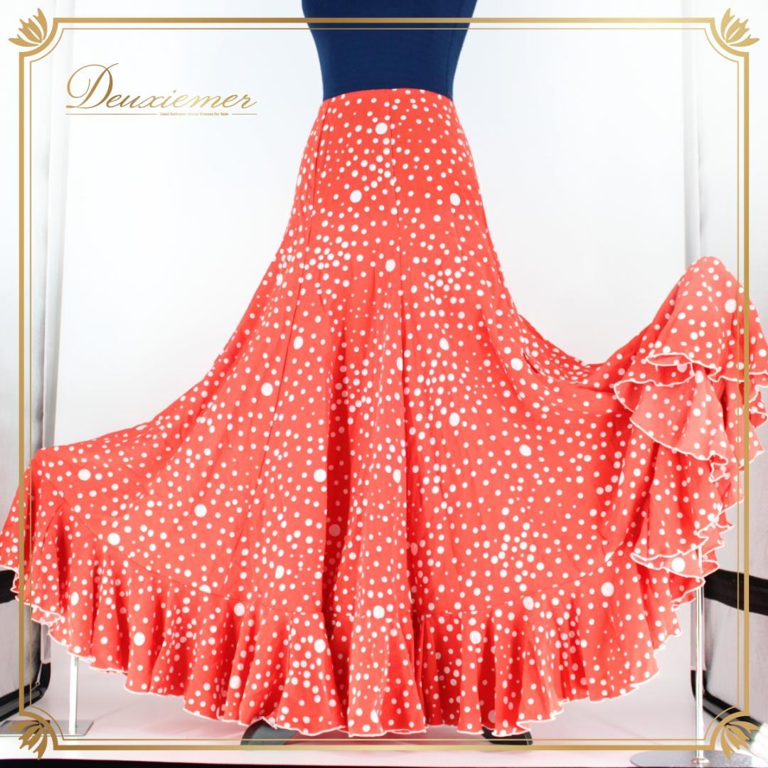 美品 フラメンコ衣装】ファルダ HERMOSA IBERIA 朱色 白 水玉 - メルカリ
