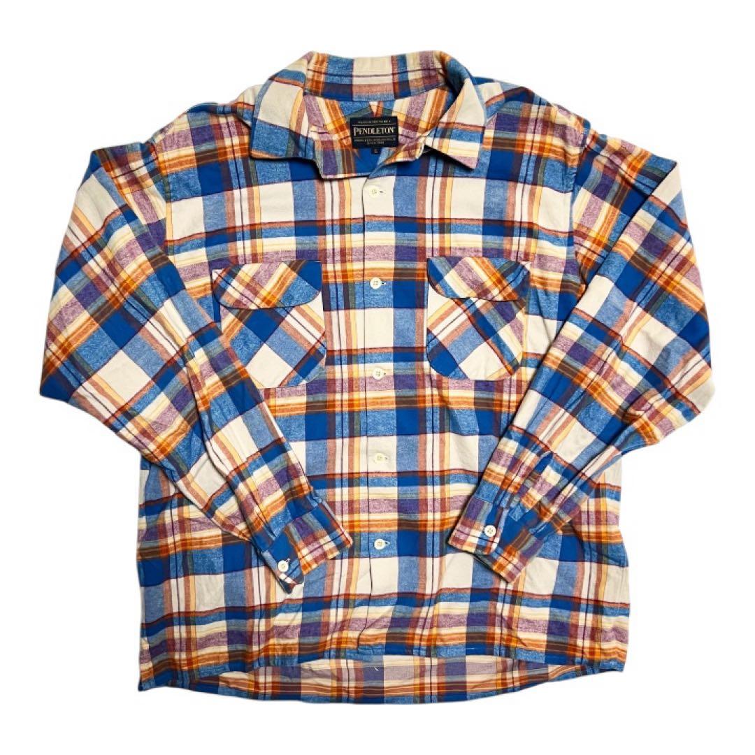ペンドルトン ボードシャツ L オープンカラーシャツ チェック 美品
