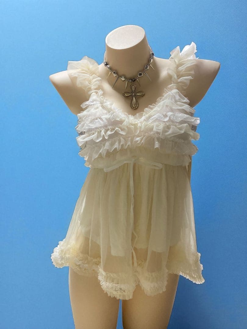 SNIDEL✴︎タグ付きチュールフリルキャミ＆パンツレイヤードレース