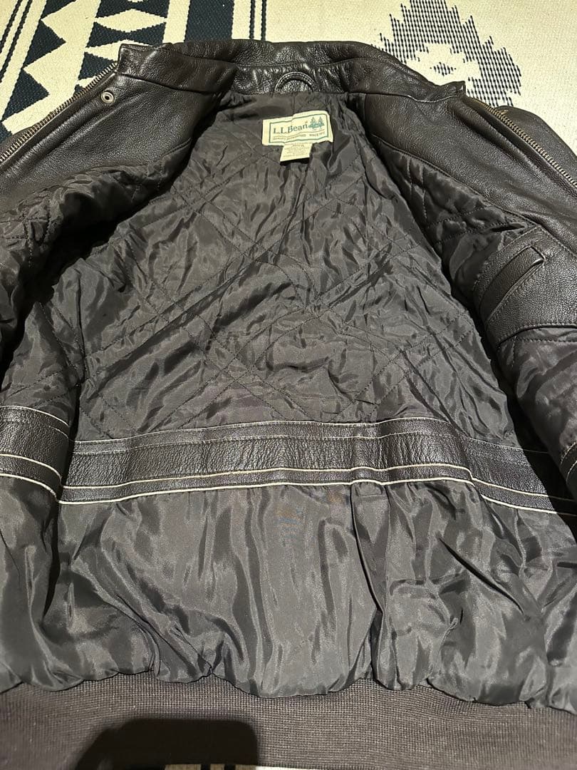 オ*則様 L.L.Bean A-2レザージャケット M 黒 ゴートスキン 本革