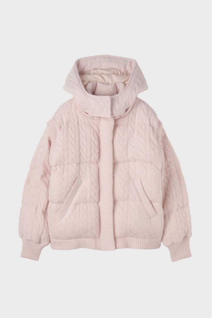 the toe ピンク ケーブルニット風ダウンジャケット - メルカリ
