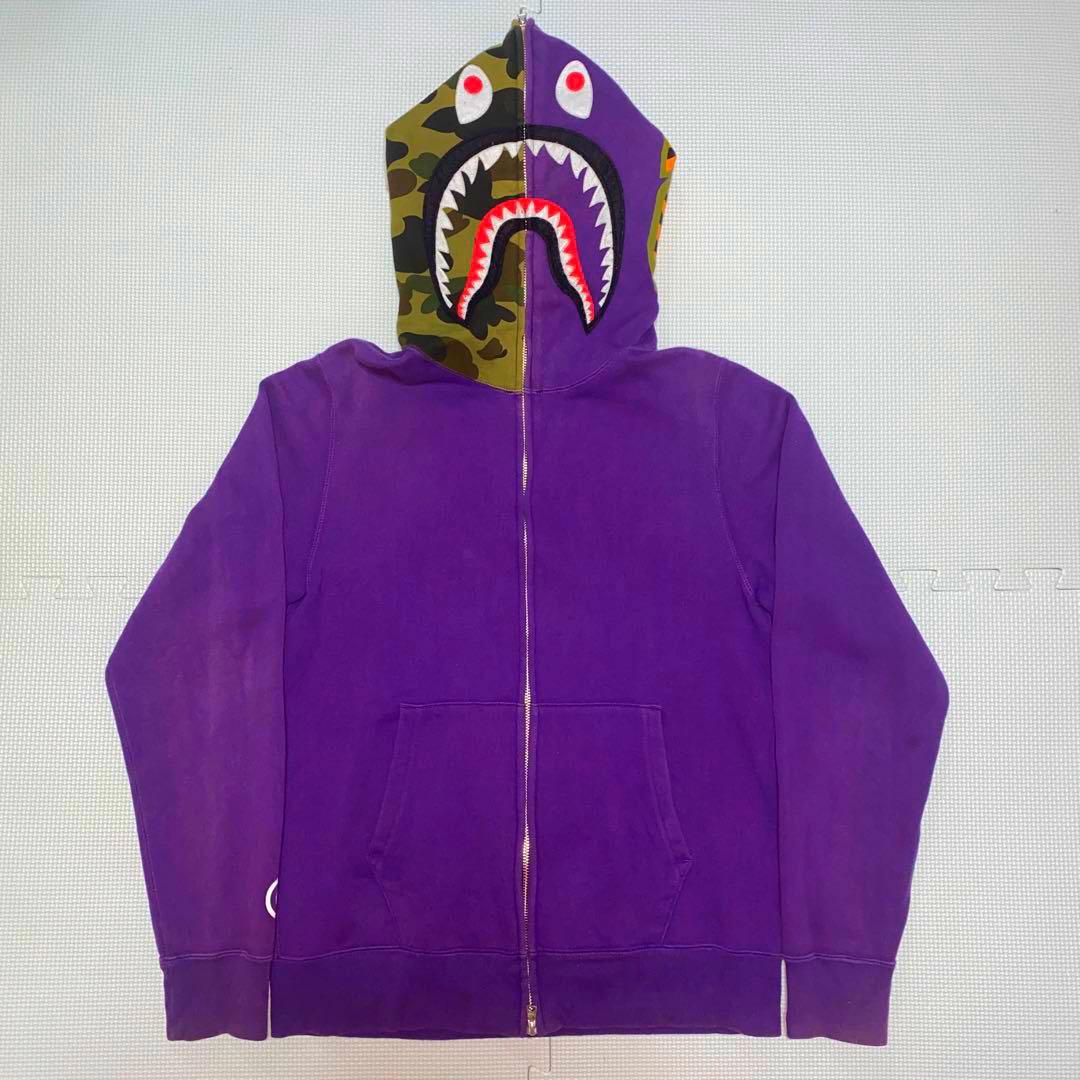 希少】a bathing ape アベイシングエイプ シャークパーカー M 紫