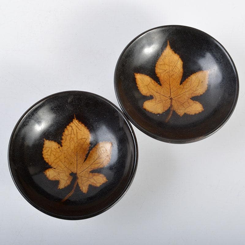 中国 南宋 吉川窯 木葉天目碗 一對 C R4467 - メルカリ