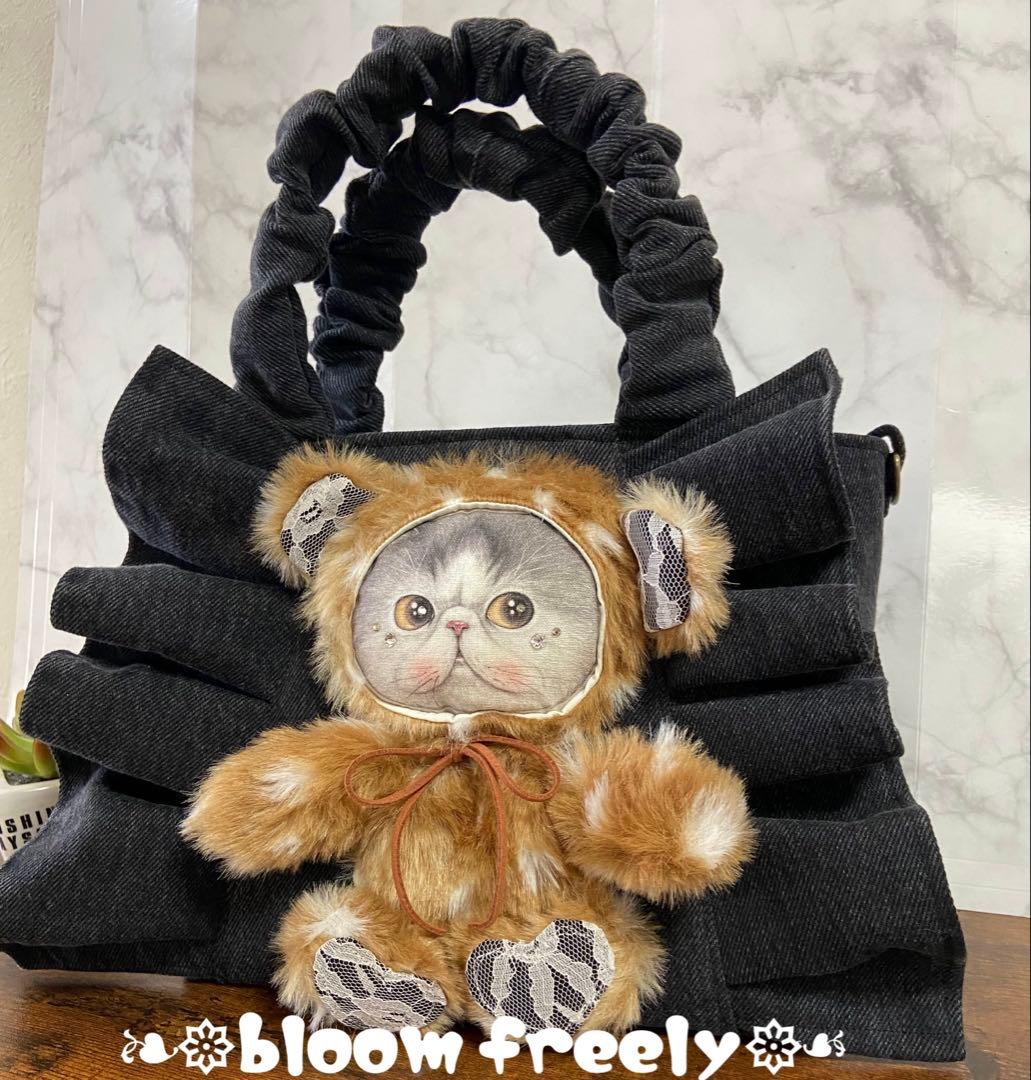 ゆ*ら様 コヤンイサムチョン デニムリメイク フリルバッグ ハンドメイド コヤンイサムチョン♡デニムリメイク【フリルバッグ】ハンドメイド