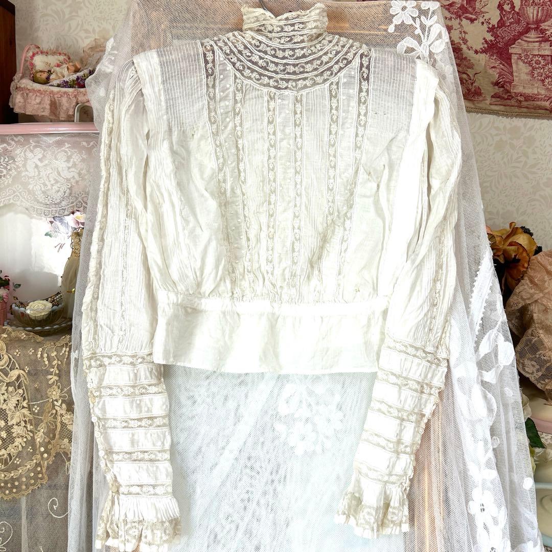 専用　フランスアンティーク　ヴィクトリアレースブラウス　ロココ調バッグ edited_pic_1_660e9900-fcca-