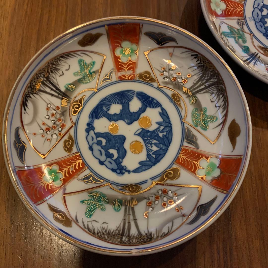 古伊万里金彩赤絵皿 江戸幕末 2枚 アンティーク皿 - メルカリ