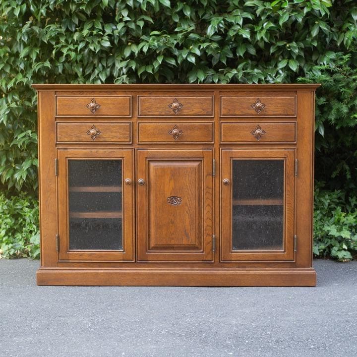 勇峰工芸 花柄 サイドボード ナラ材 葉山ガーデン 葉山家具 旭川 北海道