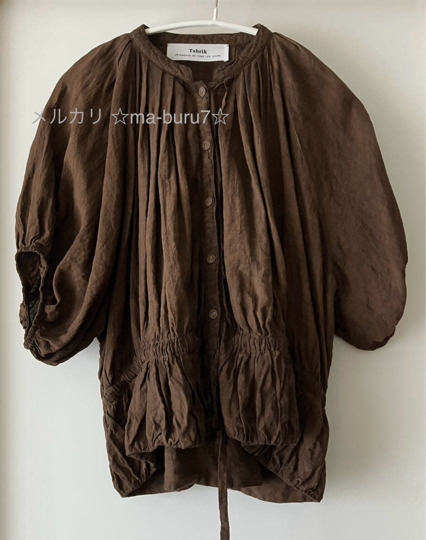 Tabrik(タブリク)】リネンパフブラウス(泥染)