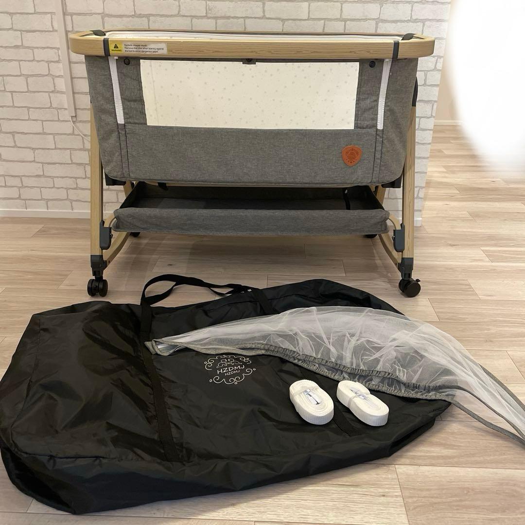 HZDMJ グレー ベビーベッド 収納バッグ付き - メルカリ