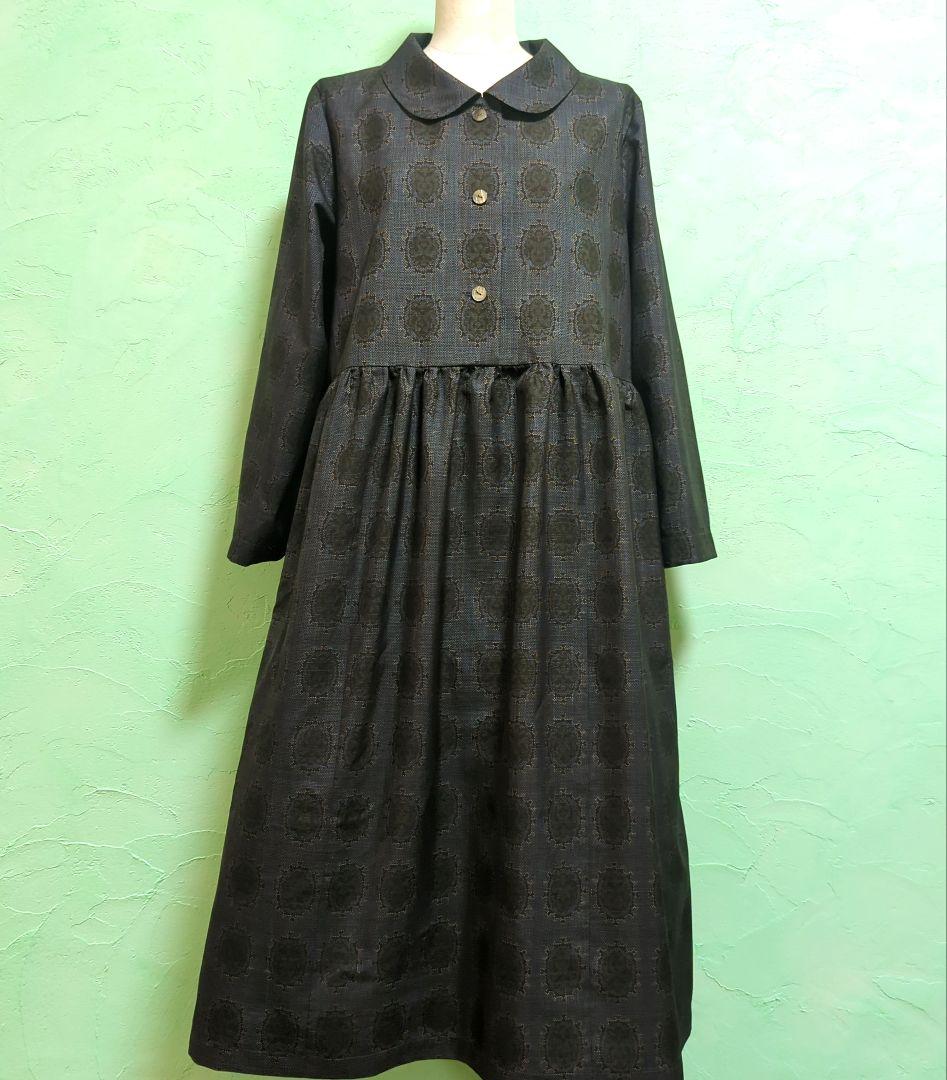 着物リメイク大島紬ショールカラーワンピース L位 - メルカリ