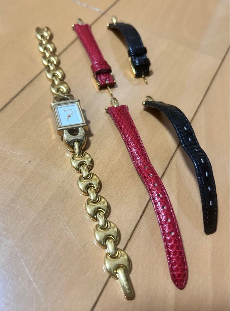 GUCCI 1800L ゴールド チェンジベルト 腕時計 GUCCI グッチ レディース腕時計 チェンジベルト QZ GP レザー ゴールド
