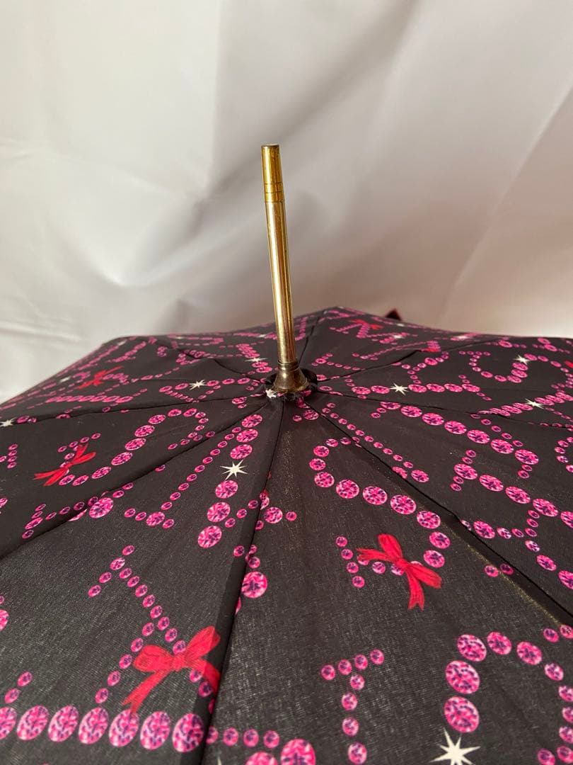 ☆レア☆ MARS マーズ リボン付フリルMARSストーンロゴ柄長傘 黒