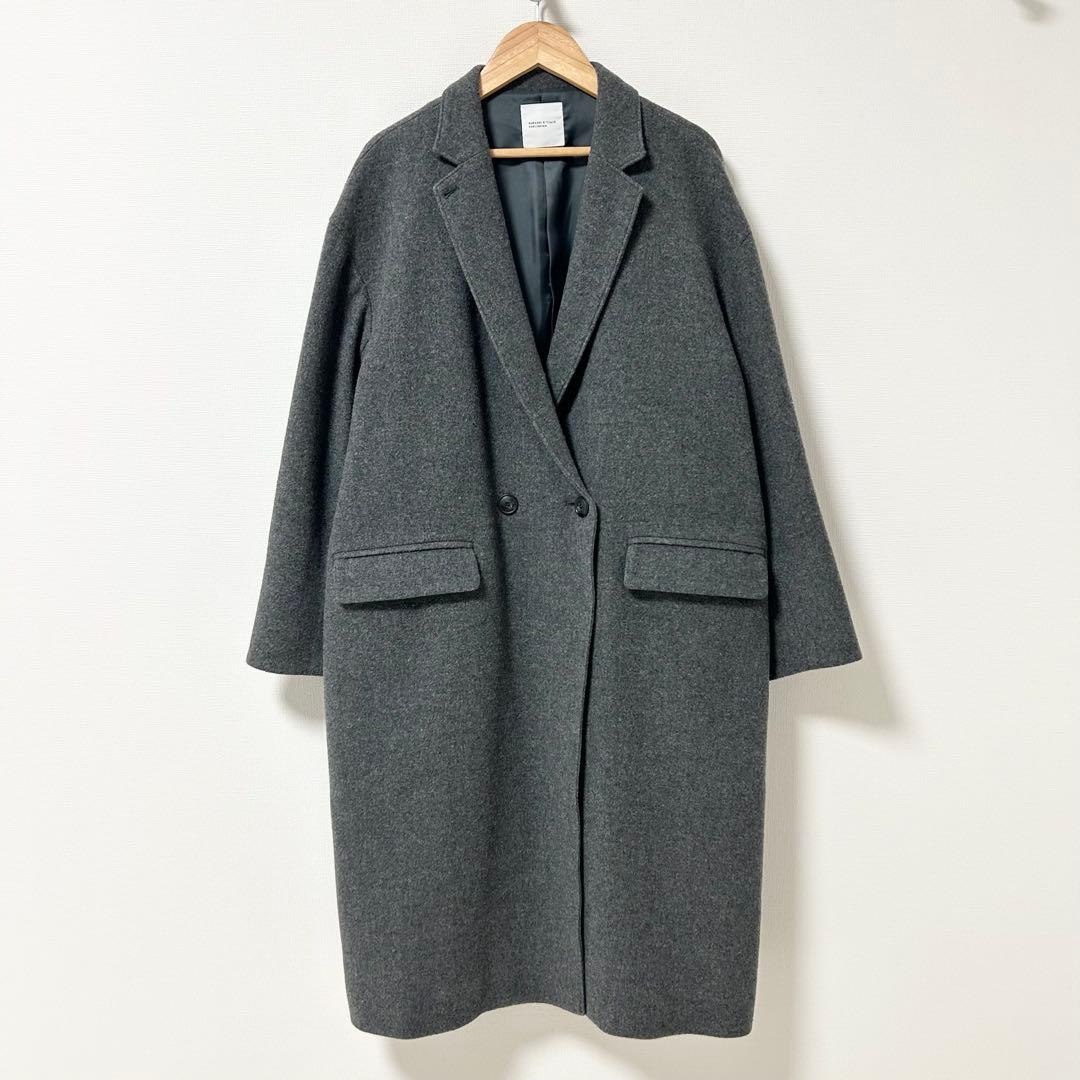 美品✨北欧 暮らしの道具店　3WAYアレンジ襟のかろやかチェスターコート　グレー m-11201.jpg?auto=format,